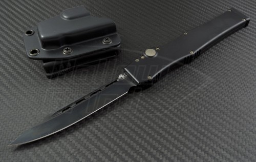 Microtech Knives Halo V S/E Automatic OTF S/A Knife (4.6in DLC Plain ELMAX) 151-1-DLC - Front