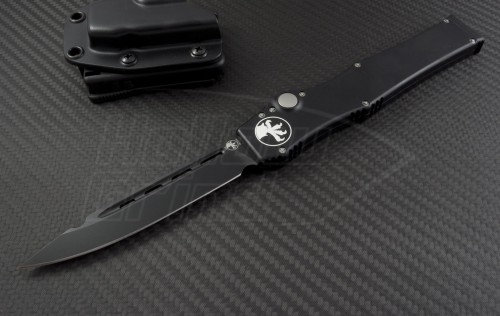 Microtech Knives Halo V S/E Automatic OTF S/A Knife (4.6in DLC Plain ELMAX) 151-1 - Front