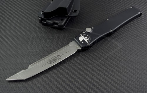 Microtech Knives Halo V T/E Automatic OTF S/A Knife (4.6in Apocalyptic Plain ELMAX) 150-10AP - Front