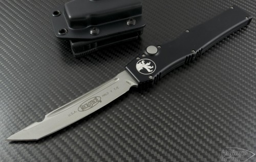 Microtech Knives Halo V T/E Automatic OTF S/A Knife (4.6in Bead Blasted Plain ELMAX) 150-7 - Front