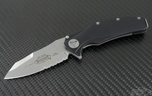 Microtech Knives Mini Matrix S/E Flipper Knife (3in Stonewashed Part Serr ATS-34) 164-11 - Front
