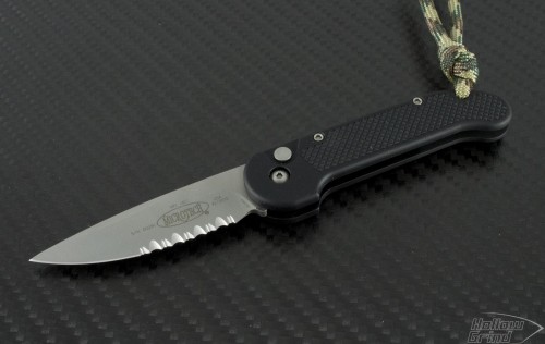 Microtech Knives Mini UDT S/E Automatic Folder S/A Knife (2.25in Bead Blasted Part Serr ELMAX) 155-8 - Front