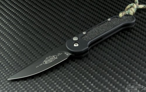 Microtech Knives Mini UDT S/E Automatic Folder S/A Knife (2.25in Black Plain CPM-154) 155-1 - Front