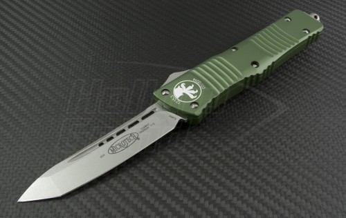 Microtech Knives OD Green Combat Troodon T/E Automatic OTF D/A Knife (3.75in Stonewashed Plain) 144-10OD - Front