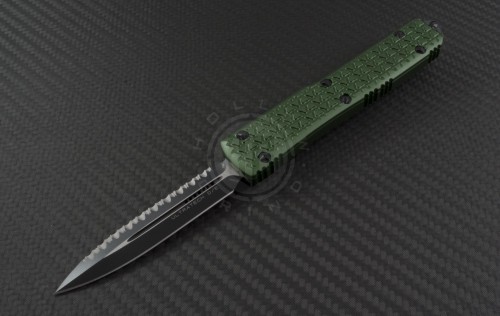 Microtech Knives OD Green Ultratech D/E Automatic OTF D/A Knife (3.44in Black Serr ELMAX) 122-3OD-TRI - Front