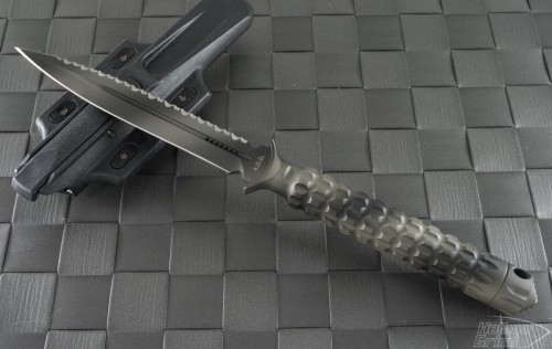 Microtech Knives Other ADO D/E Fixed Knife (4.25in Satin Serr) 115-3SC - Front