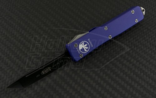 Microtech Knives Purple UTX-70 T/E Automatic OTF D/A Knife (2.41in Black Plain ELMAX) 149-1PU - Front