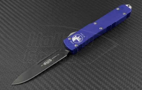 Microtech Knives Purple Ultratech S/E Automatic OTF D/A Knife (3.44in DLC Plain ELMAX) 121-1PU - Front