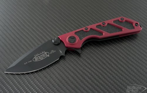Microtech Knives Red DOC S/E Flipper Knife (3.875in Black Plain S30-V) 153-1RD - Front