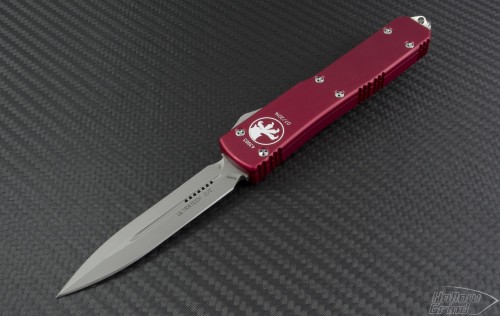 Microtech Knives Red Ultratech D/E Automatic OTF D/A Knife (3.44in Bead Blasted Plain ELMAX) 122-7RD - Front