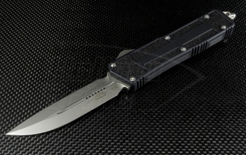 Microtech Knives Scarab D/E Automatic OTF D/A Knife (3.44in Bead Blasted Plain ELMAX) 180-7 - Front
