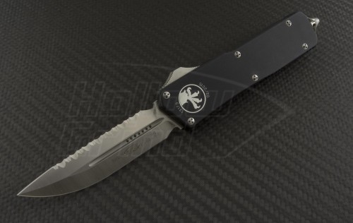 Microtech Knives Scarab D/E Automatic OTF D/A Knife (3.44in Satin Serr ELMAX) 181-6 - Front