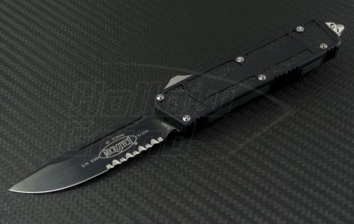 Microtech Knives Scarab S/E Automatic OTF D/A Knife (3.44in DLC Part Serr ELMAX) 178-2 - Front