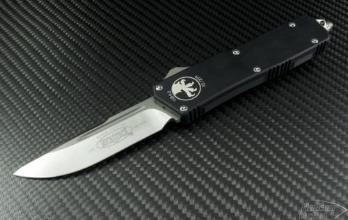 Microtech Knives Scarab S/E Automatic OTF D/A Knife (3.44in Satin Plain ELMAX) 176-4 - Front