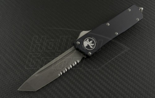 Microtech Knives Scarab T/E Automatic OTF D/A Knife (3.44in Apocalyptic Part Serr ELMAX) 177-11AP - Front