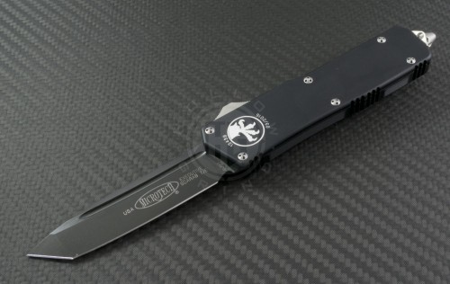 Microtech Knives Scarab T/E Automatic OTF D/A Knife (3.44in DLC Plain ELMAX) 177-1 - Front