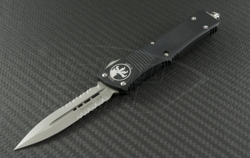 Microtech Knives Troodon D/E Automatic OTF D/A Knife (3.1in Bead Blasted Part Serr CTS-XHP) 138-8 - Front