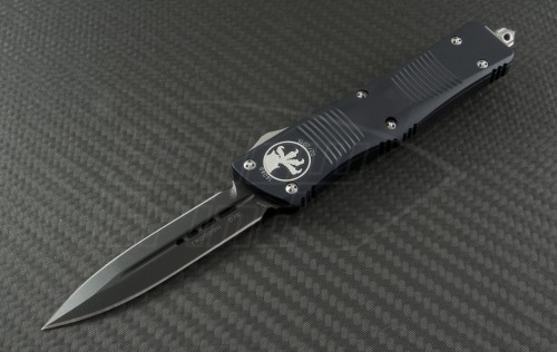Microtech Knives Troodon D/E Automatic OTF D/A Knife (3.1in DLC Plain CTS-XHP) 138-1AP - Front