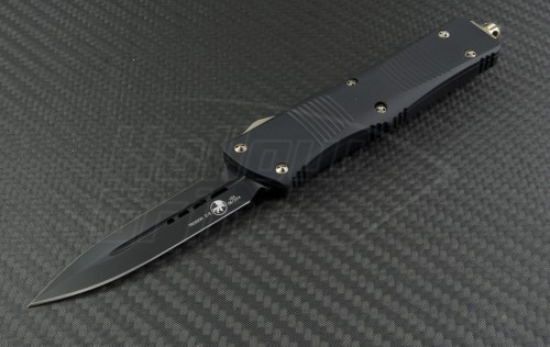 Microtech Knives Troodon D/E Automatic OTF D/A Knife (3.1in DLC Plain ELMAX) 138-1-DLC - Front