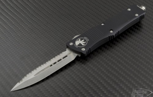 Microtech Knives Troodon D/E Automatic OTF D/A Knife (3.1in Stonewashed Serr S30-V) 138-12-42014 - Front