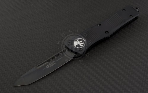 Microtech Knives Troodon T/E Automatic OTF D/A Knife (3.1in DLC Part Serr ELMAX) 140-1T - Front