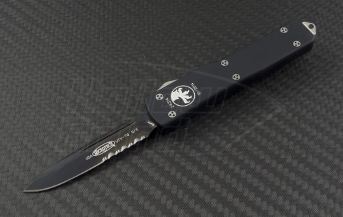 Microtech Knives UTX-70 S/E Automatic OTF D/A Knife (2.41in DLC Part Serr ELMAX) 148-2 - Front