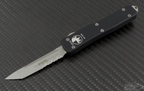 Microtech Knives UTX-70 T/E Automatic OTF D/A Knife (2.41in Bead Blasted Part Serr ELMAX) 149-8 - Front