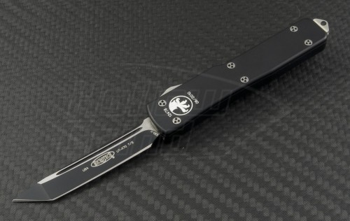 Microtech Knives UTX-70 T/E Automatic OTF D/A Knife (2.41in Black Plain S30-V) VNT-0134 - Front
