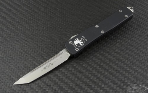 Microtech Knives UTX-70 T/E Automatic OTF D/A Knife (2.41in Satin Plain ELMAX) VNT-0129 - Front