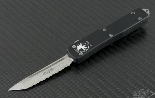 Microtech Knives UTX-70 T/E Automatic OTF D/A Knife (2.41in Satin Serr ELMAX) 149-6 - Front