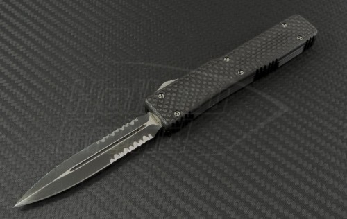 Microtech Knives Ultratech D/E Automatic OTF D/A Knife (3.44in Black Part Serr 154-CM) VNT-0139 - Front