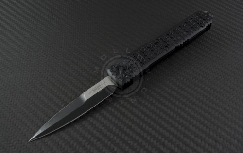 Microtech Knives Ultratech D/E Automatic OTF D/A Knife (3.44in Black Plain ELMAX) 120-1T-TRI - Front
