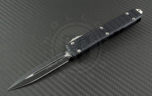 Microtech Knives Ultratech D/E Automatic OTF D/A Knife (3.44in Black Plain ELMAX) 122-1-TRI - Front