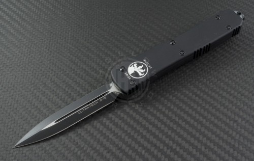 Microtech Knives Ultratech D/E Automatic OTF D/A Knife (3.44in Black Plain ELMAX) 122-1T - Front