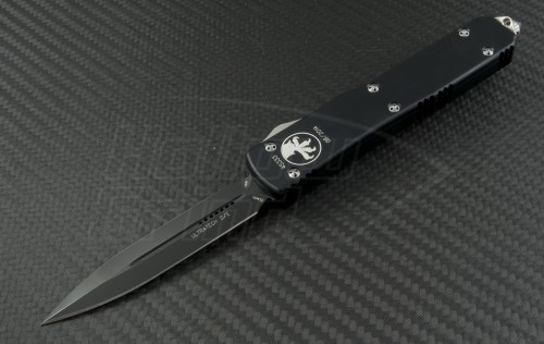 Microtech Knives Ultratech D/E Automatic OTF D/A Knife (3.44in DLC Plain ELMAX) 122-1 - Front