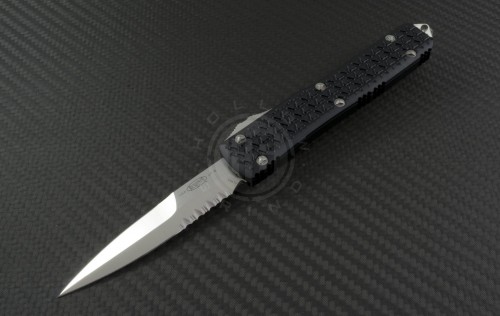 Microtech Knives Ultratech D/E Automatic OTF D/A Knife (3.44in Satin Part Serr ELMAX) 120-5-TRI - Front
