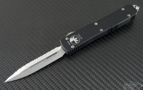 Microtech Knives Ultratech D/E Automatic OTF D/A Knife (3.44in Satin Serr ELMAX) 122-6 - Front
