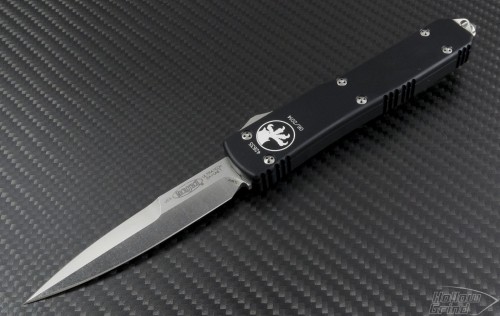 Microtech Knives Ultratech D/E Automatic OTF D/A Knife (3.44in Stonewashed Plain ELMAX) 120-10 - Front