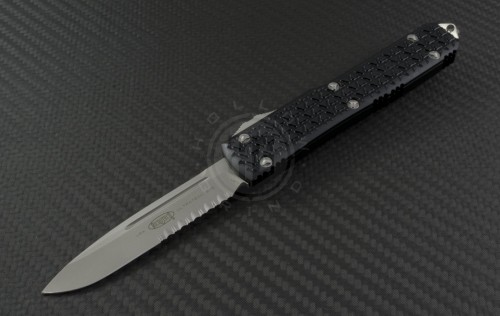 Microtech Knives Ultratech S/E Automatic OTF D/A Knife (3.44in Bead Blasted Part Serr ELMAX) 121-8-TRI - Front