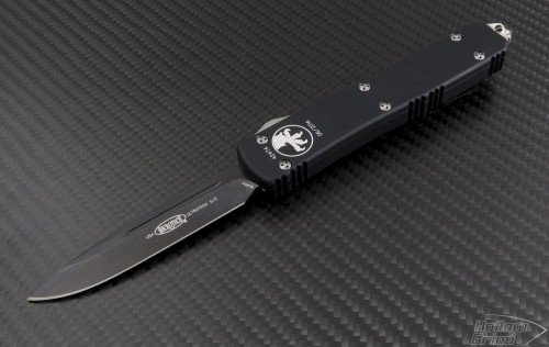 Microtech Knives Ultratech S/E Automatic OTF D/A Knife (3.44in DLC Plain ELMAX) 121-1-DLC - Front