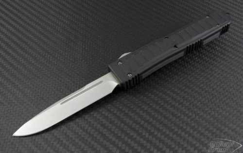 Microtech Knives Ultratech S/E Automatic OTF D/A Knife (3.4in Stonewashed Plain) VNT-0130 - Front