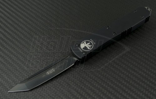 Microtech Knives Ultratech T/E Automatic OTF D/A Knife (3.44in Black Plain ELMAX) 123-1T - Front