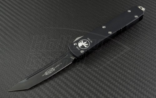 Microtech Knives Ultratech T/E Automatic OTF D/A Knife (3.44in DLC Plain ELMAX) 123-1-DLC - Front