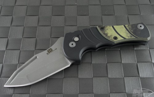 Mikkel Willumsen Maddox S/E Automatic Folder S/A Knife (3.5in Stonewashed Plain 154-CM) MW-MaddoxA-SW - Front