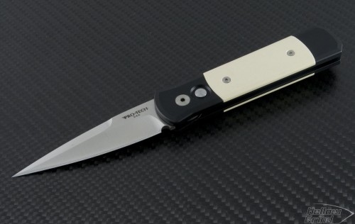 Pro-Tech Godson S/E Automatic Folder S/A Knife (3.1in Black Plain 154-CM) PT-751 - Front