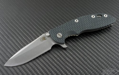 Rick Hinderer S/E Flipper Knife (3.5in Stonewashed Plain S35-VN) RH-XM18-35-FL-BLUBK - Front