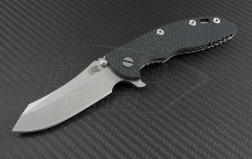 Rick Hinderer S/E Flipper Knife (3.5in Stonewashed Plain S35-VN) RH-XM1835-RT-BK - Front