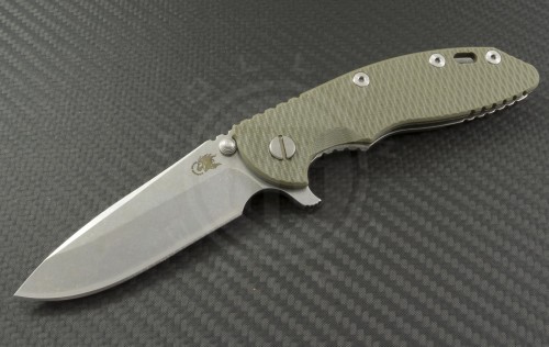 Rick Hinderer XM-18 S/E Flipper Knife (3.5in Stonewashed Plain CMP20CV) RH-XM1835-SL-ODG - Front