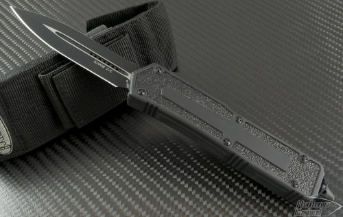 Microtech Knives Scarab D/E Automatic OTF D/A Knife (3.44in Black Plain S35-VN) 175-1T - Front