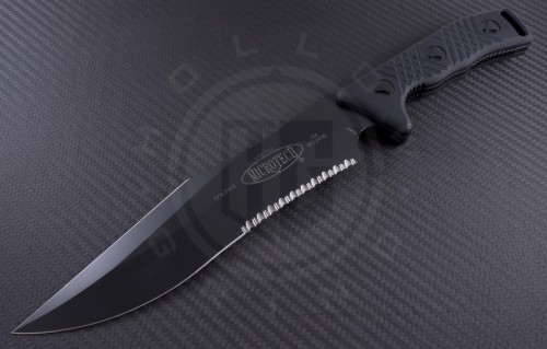 Microtech Knives Arbiter D/E Fixed Knife (8.5in Black Part Serr ELMAX) 104-2 - Front